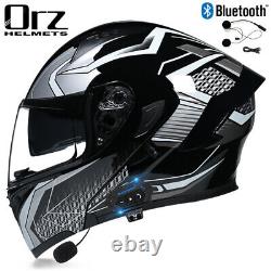 Casque de moto modulaire à double lentille DOT Bluetooth Flip Up Full Face Dual Lens Modular Crash Helmet
