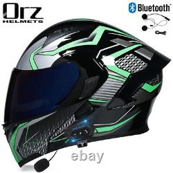 Casque de moto modulaire à double lentille Full Face Flip Up DOT Bluetooth ATV Helmet