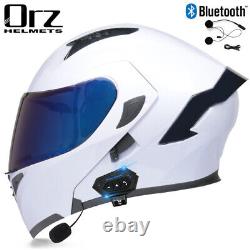 Casque de moto modulaire à double lentille Full Face Flip Up DOT Bluetooth ATV Helmet