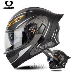 Casque de moto modulaire à double visière casque intégral équipement de protection DOT