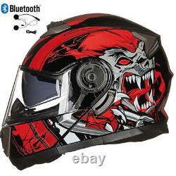 Casque de moto modulaire intégral Bluetooth DOT Flip Up Helmet Full Face Crash de moto