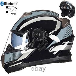 Casque de moto modulaire intégral Bluetooth DOT Flip Up Helmet Full Face Crash de moto