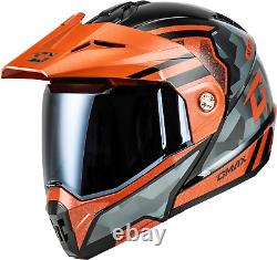 Casque de moto tout-terrain modulaire Gmax MD-74 Striker (noir/gris/orange métallique, très grand)