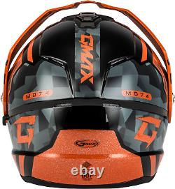 Casque de moto tout-terrain modulaire Gmax MD-74 Striker (noir/gris/orange métallique, très grand)