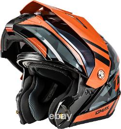 Casque de moto tout-terrain modulaire Gmax MD-74 Striker (noir/gris/orange métallique, très grand)