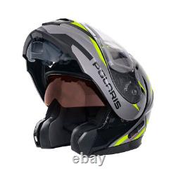 Casque modulaire Polaris 2.0 Anti-buée Anti-rayures Sangle de libération rapide Noir/Gris/Lime