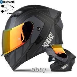 Casques de moto modulables ECE Bluetooth Flip Up avec 2 lentilles Casque de protection pour moto DOT