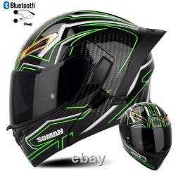 Casques de moto modulables à visière Bluetooth Flip Up Dual Lens FULL FACE Helmet DOT
