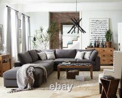 Ensemble de meubles de salon modulaire en lin mélangé gris anthracite 6 pièces