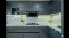 Grey Glittery Acrylic High Gloss Modular Kitchen Design