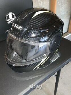 Ls2 Horizon Casque Modulaire De Moto Sun Shield Noir Et Vert Néon Avec Casque