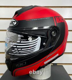 Open Box Hjc I90 Davan Modular Motorcycle Helmet Noir/gris/rouge Taille Grande